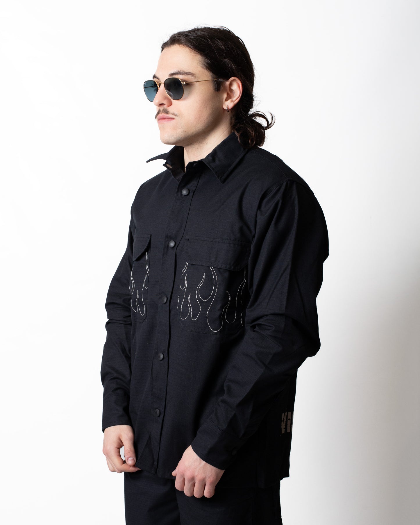 Camicia Vision of Super con tasche e fiamme uomo