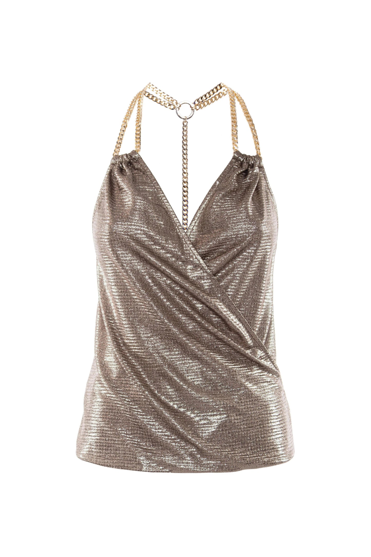 Top Nenette in lamè con catene donna