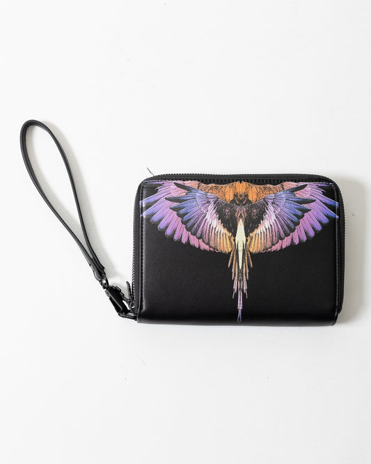 Pochette Marcelo Burlon in ecopelle "Icon Wings Orange" logato