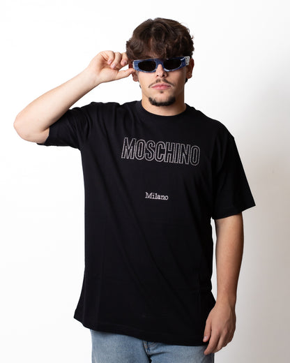 T-Shirt Moschino con logo strass