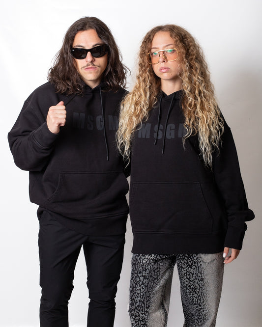 Felpa MSGM con cappuccio e logo tono su tono