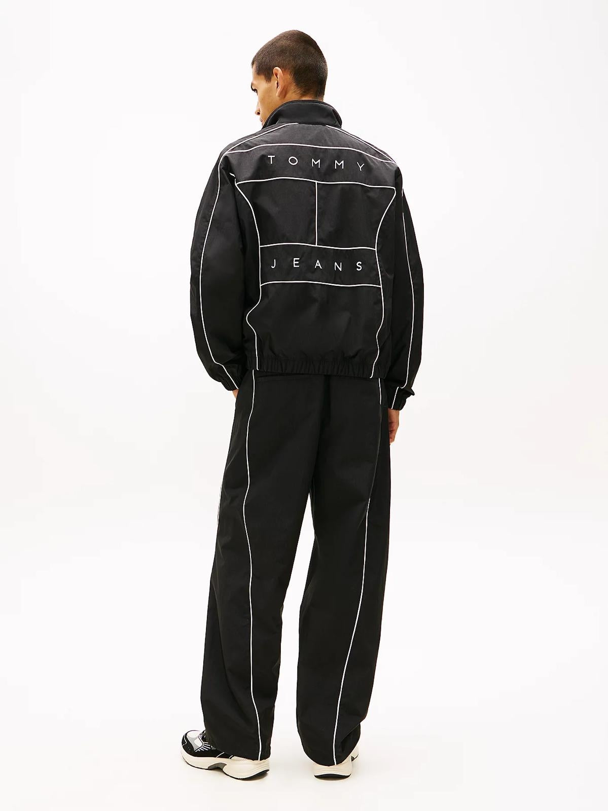 Felpa Tommy Jeans fullzip in nylon "Detail Flag" uomo