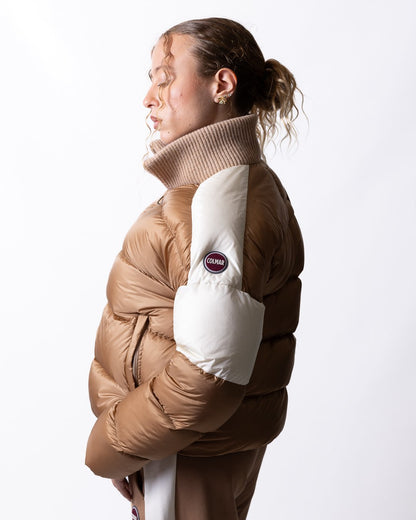 Piumino Colmar color block con collo in maglia donna