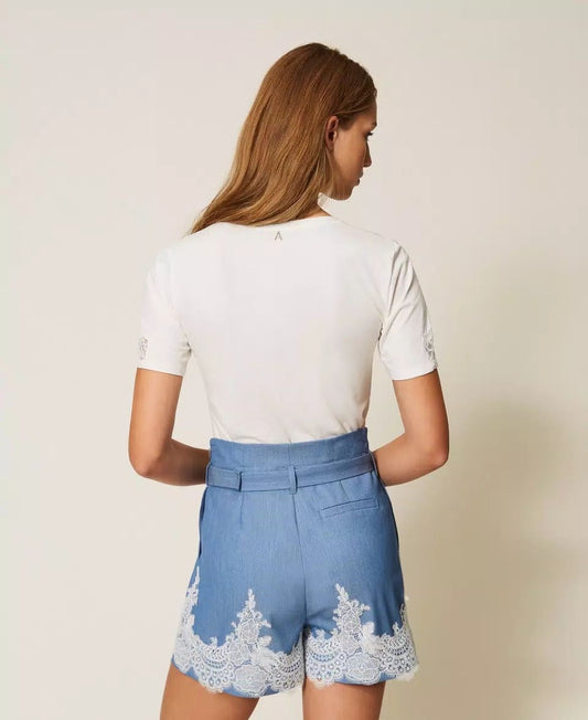 Bermuda Twinset Actitude con pizzo e cintura donna