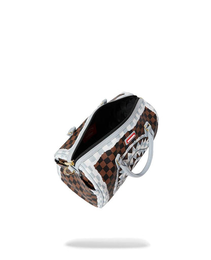 Borsa Sprayground marrone "CREAM AND BROWN TEAR CHECK MINI DUFFLE"