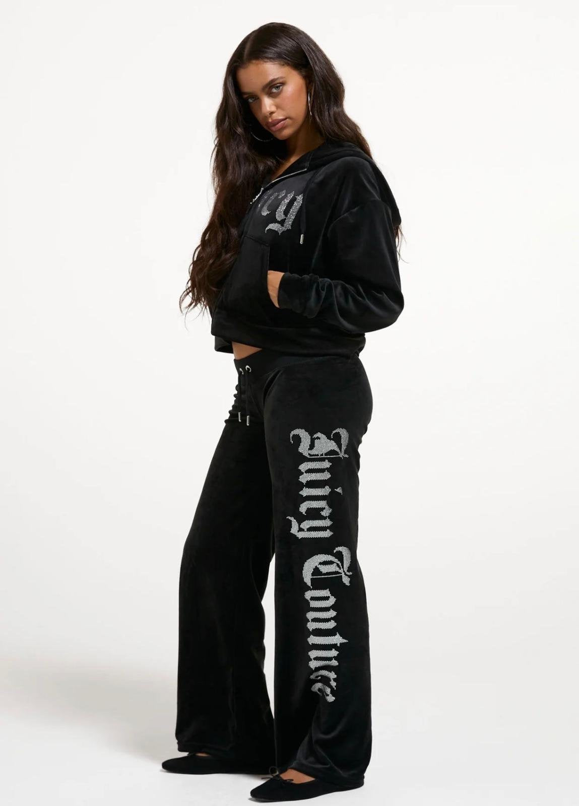 Felpa Juicy Couture full zip con cappuccio e logo strass