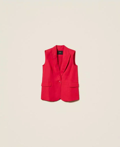 Gilet Twinset Actitude in misto lino donna