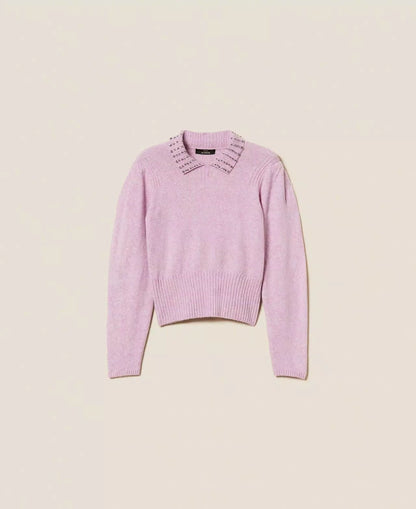 Maglia Twinset Actitude con colletto e gioielli donna