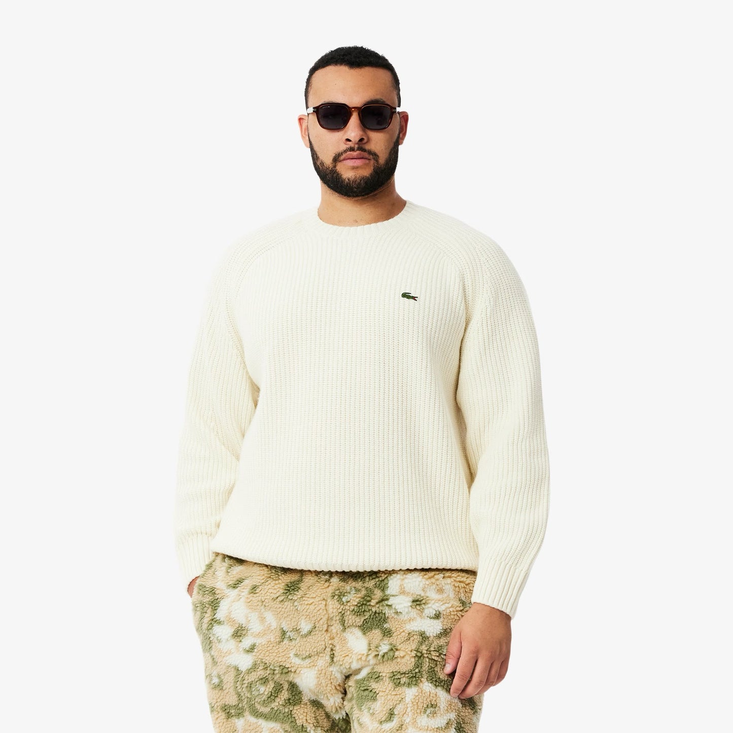 Maglia Lacoste girocollo in lana con costine uomo