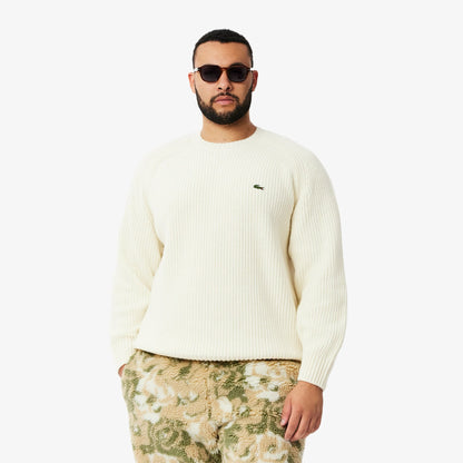 Maglia Lacoste girocollo in lana con costine uomo
