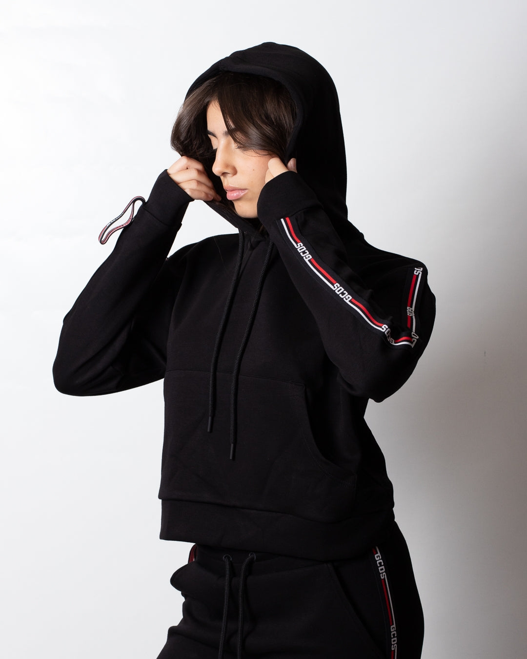 Felpa GCDS con cappuccio "Logo Tape Scouba" donna