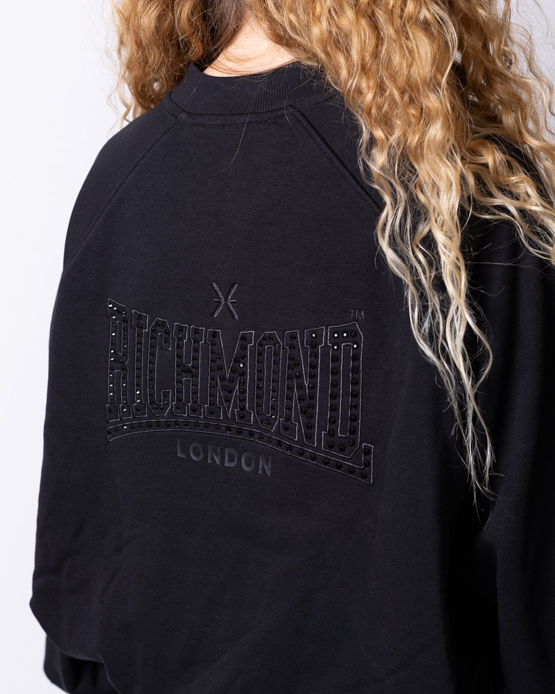 Felpa Richmond X full zip con logo "Richmond X" in strass e ricami