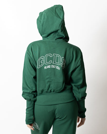Felpa GCDS Essentials fullzip "Logo Lounge" donna