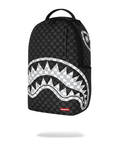 Zaino Sprayground nero BLACK AND WHITE DRIP CHECK SHARK BACKPACK 
