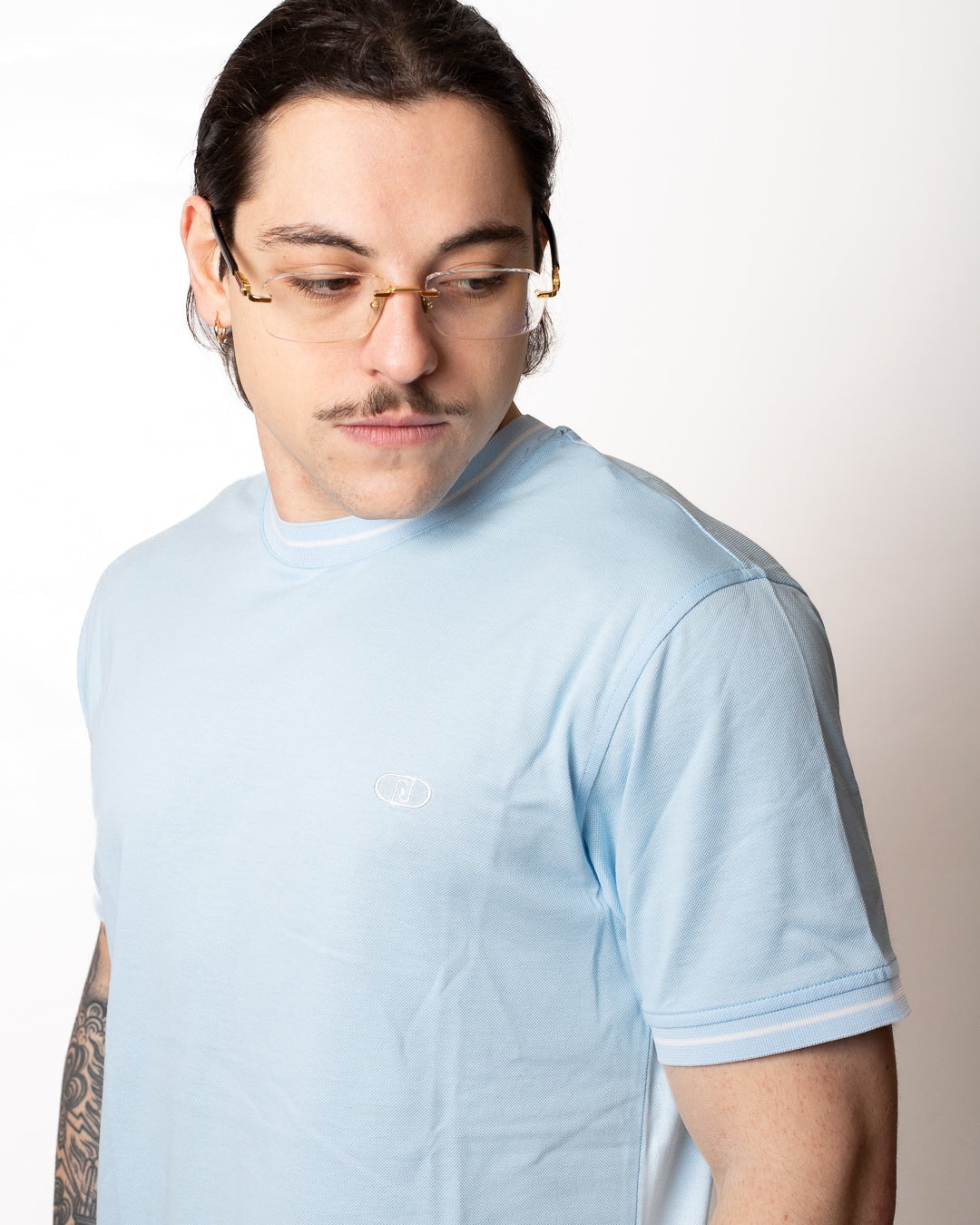 T-Shirt Liu Jo in misto seta con bordi a contrasto uomo