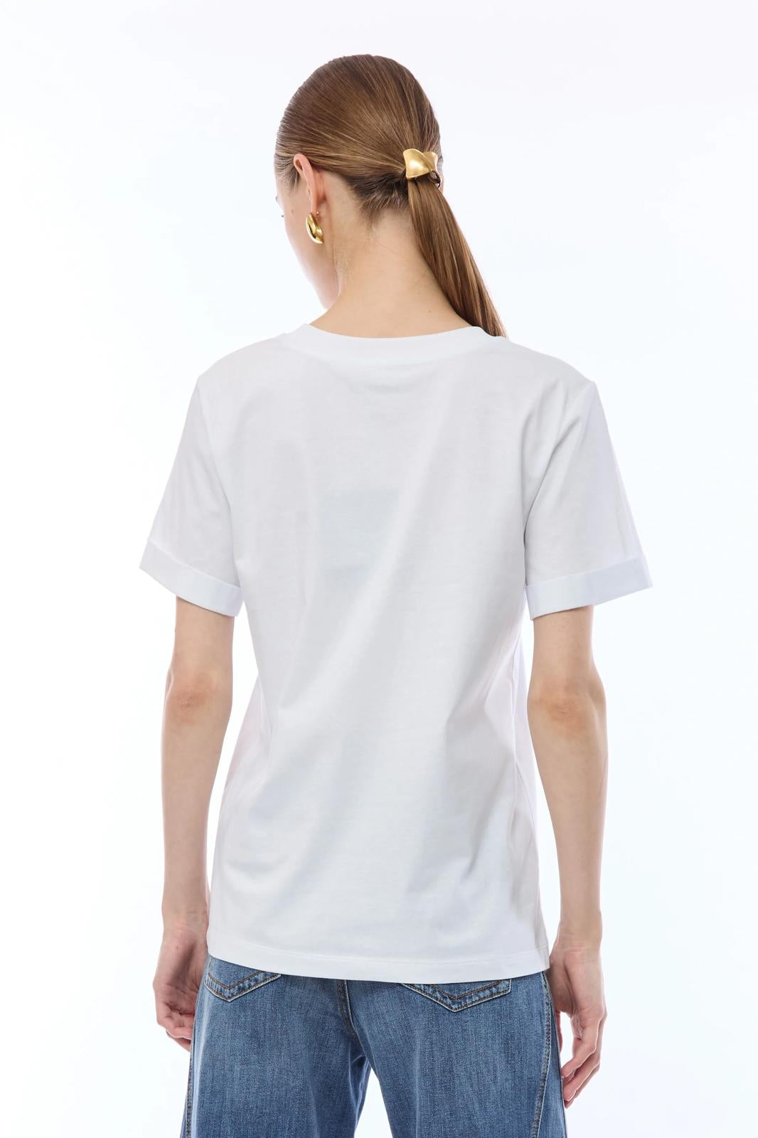 T-Shirt Nenette con ricamo e strass donna