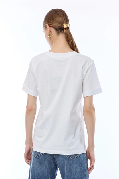 T-Shirt Nenette con ricamo e strass donna
