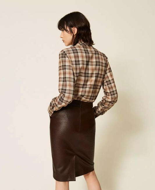 Camicia Twinset Actitude a quadri con dettagli di perline e paillettes decorative