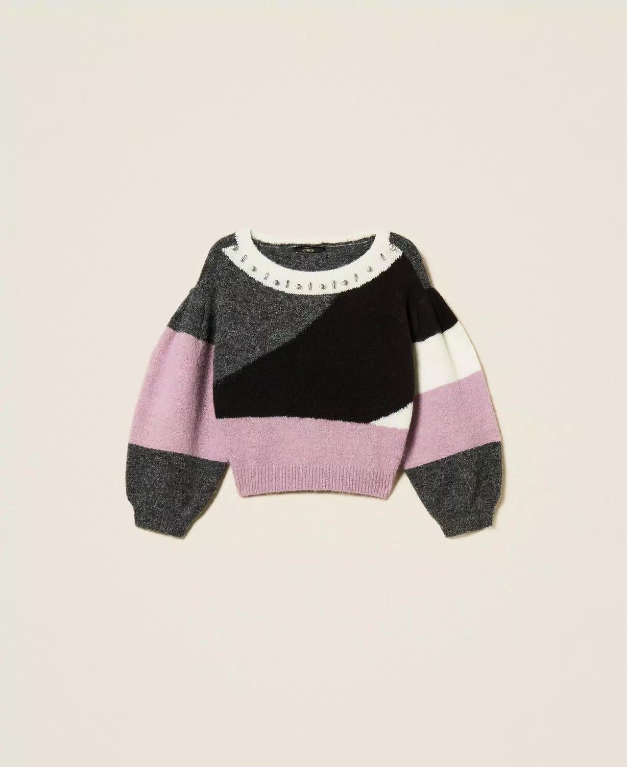 Maglia Twinset Actitude girocollo con gioielli donna