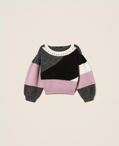 Maglia Twinset Actitude girocollo con gioielli donna