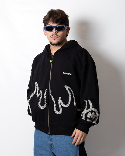 Felpa Barrow fullzip con cappuccio con perline e strass