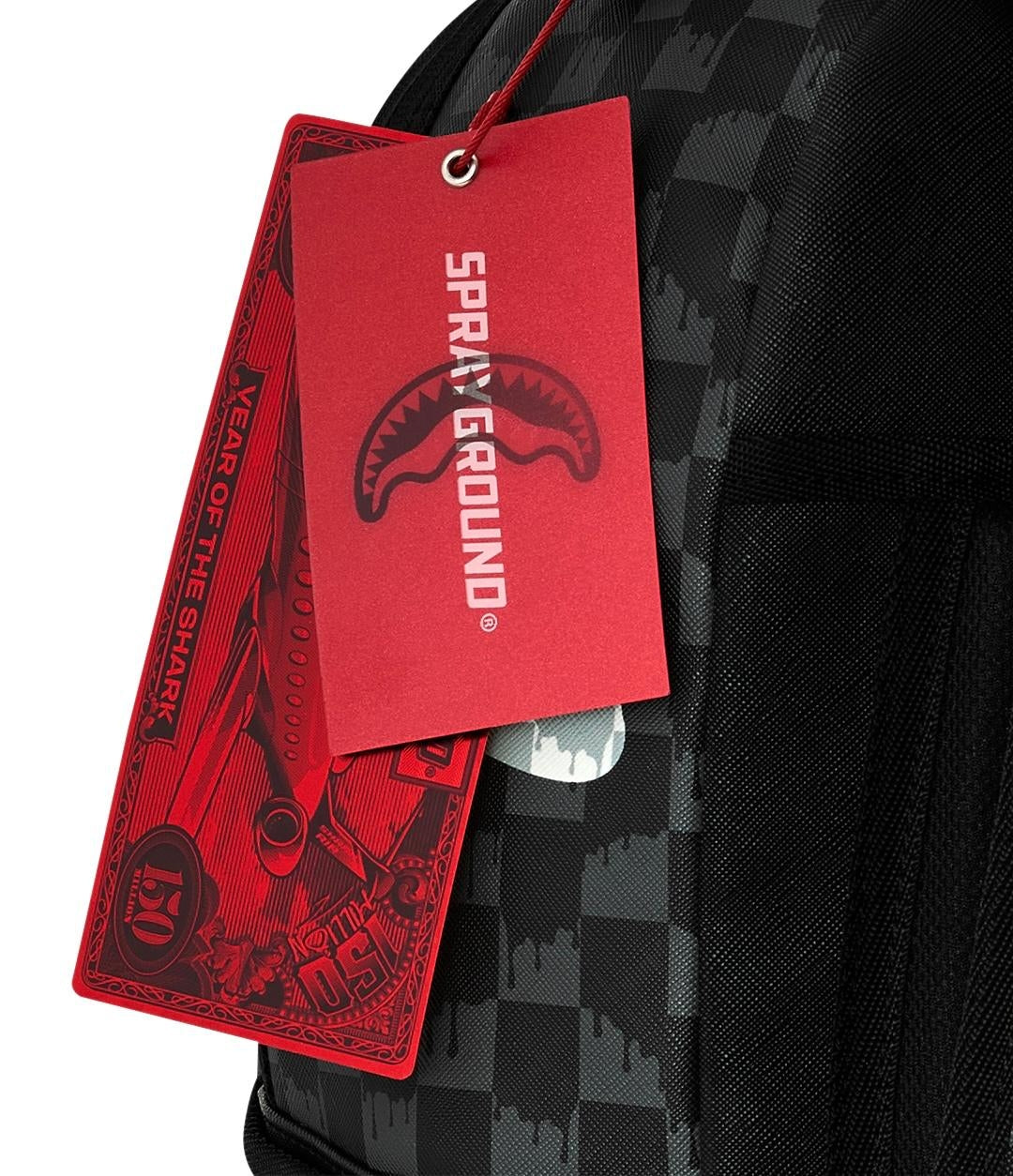 Zaino Sprayground nero BLACK AND WHITE DRIP CHECK SHARK BACKPACK 
