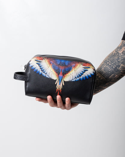 Pochette Marcelo Burlon beauty in ecopelle con logo wings colorfull