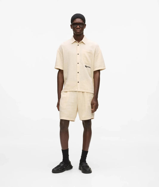 Bermuda Karl Lagerfeld Jeans effetto lino con ricamo uomo