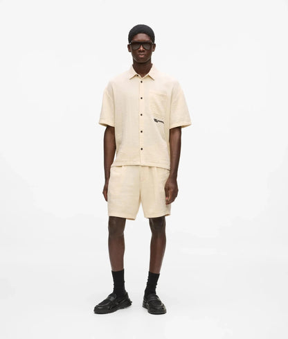 Bermuda Karl Lagerfeld Jeans effetto lino con ricamo uomo