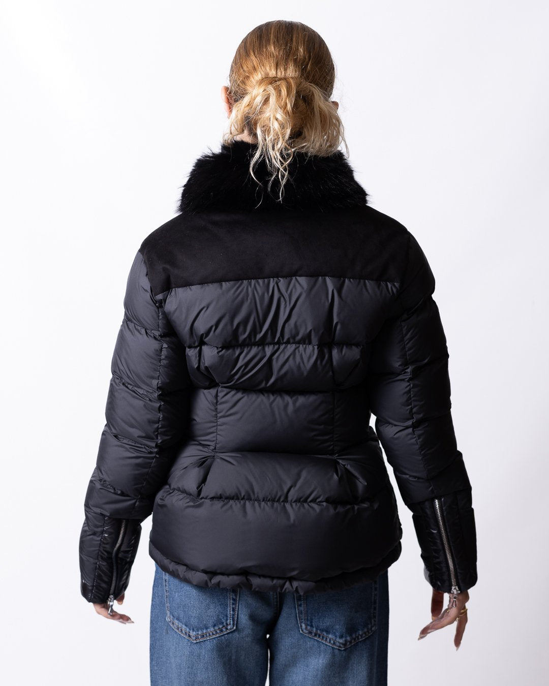 Piumino Colmar con ecopelliccia e inserti in velluto donna