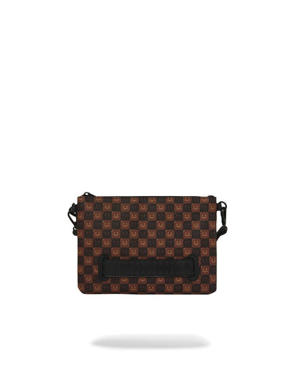 Pochette Sprayground marrone  SHARKS IN PARIS WTF BUBBLE BROWN CHECK CROSSOVER CLUTCH con tracolla
