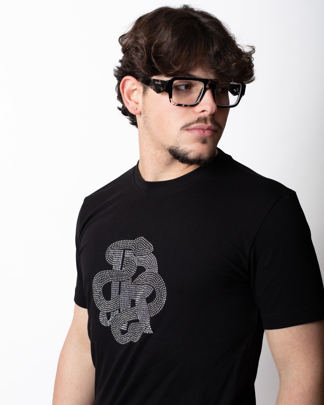 T-Shirt John Richmond logata con borchie uomo