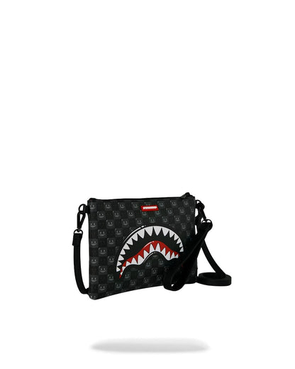 Pochette Sprayground nero SHARKS IN PARIS WTF BUBBLY BLACK CHECK CROSSOVER CLUTCH  con tracolla