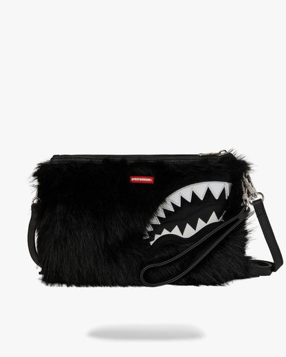 Pochette Sprayground nero "FUR CRAY BLACK CROSSOVER CLUTCH"