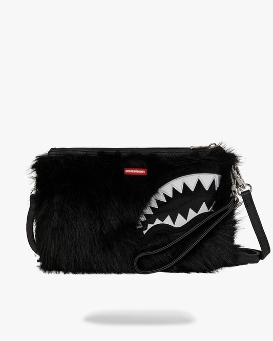 Pochette Sprayground nero "FUR CRAY BLACK CROSSOVER CLUTCH"