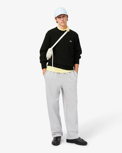 Maglia Lacoste treccia inglese in lana con logo ricamato