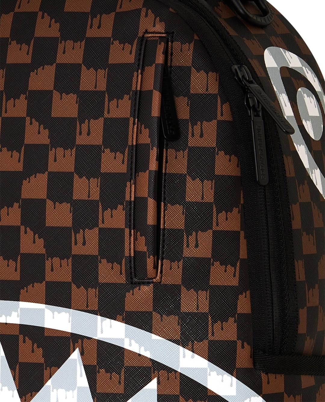Zaino Sprayground marrone BROWN AND CREAM DRIP CHECK SHARK BACKPACK 