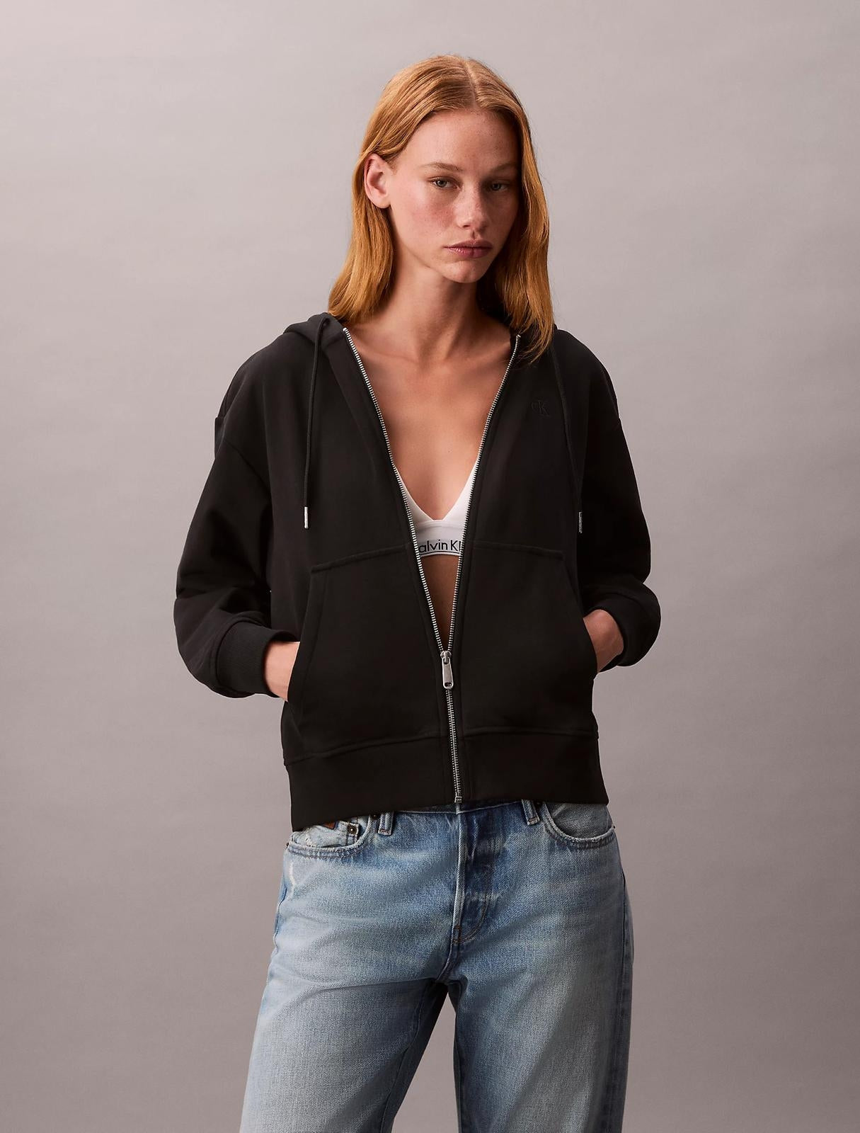 Felpa Calvin Klein fullzip e cappuccio donna