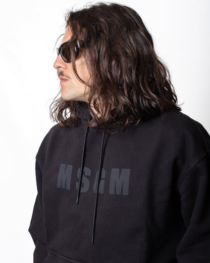 Felpa MSGM con cappuccio e logo tono su tono