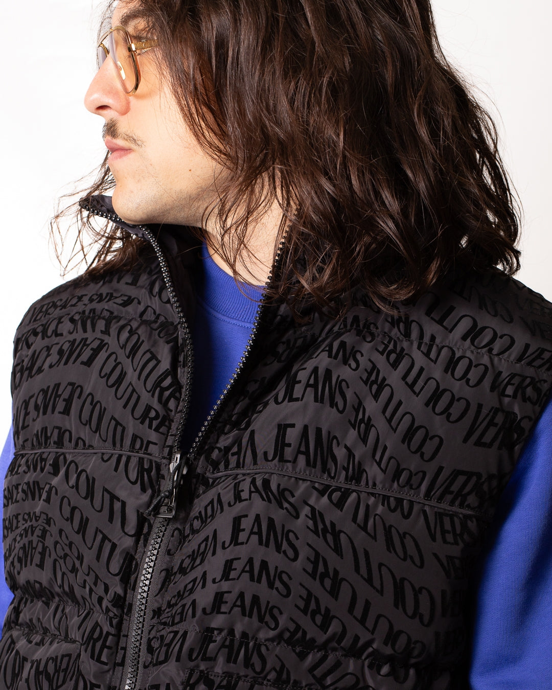 Gilet Versace Jeans Couture reversibile con logo all-over uomo