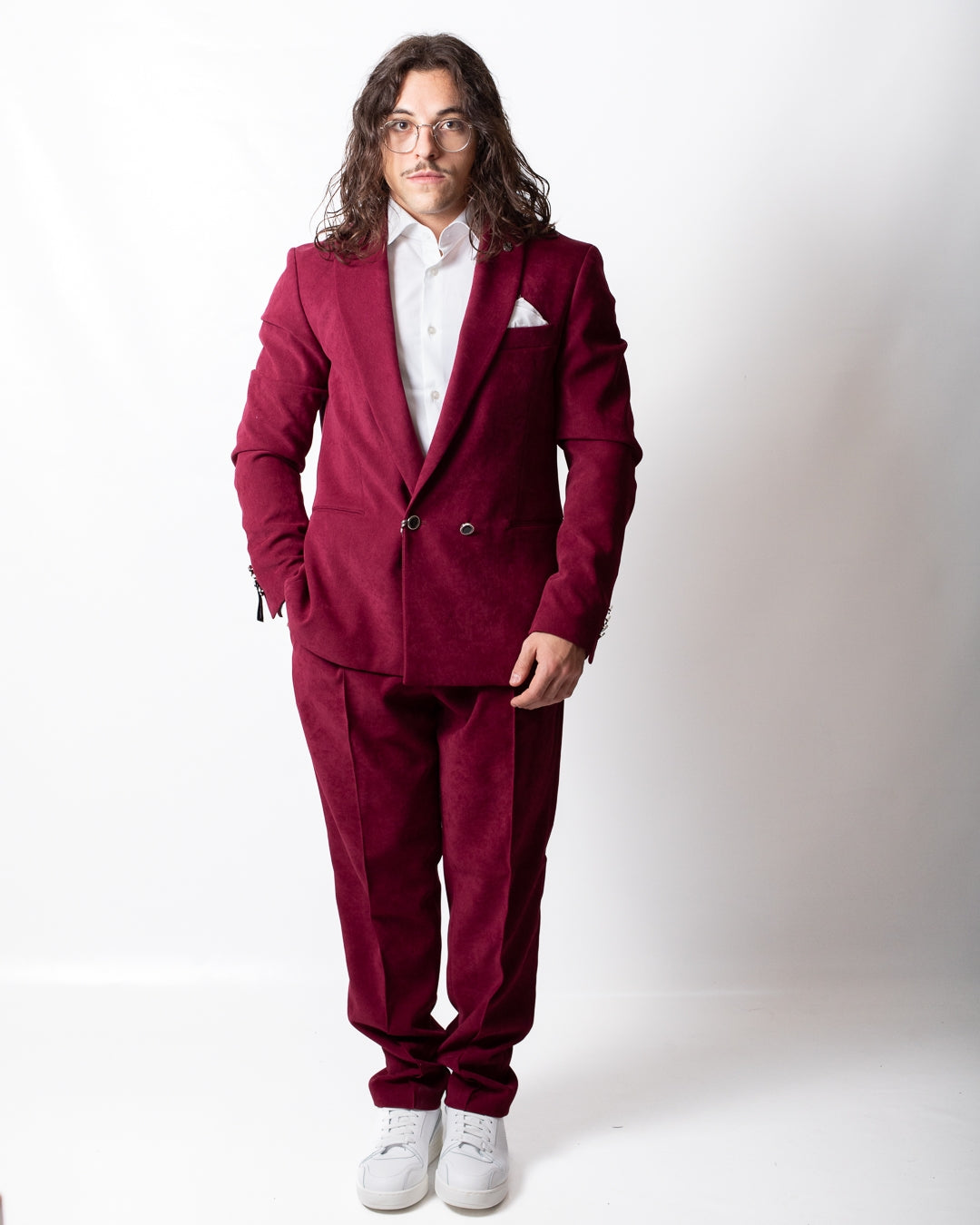 Giacca blazer Daniele Alessandrini doppiopetto in suede uomo