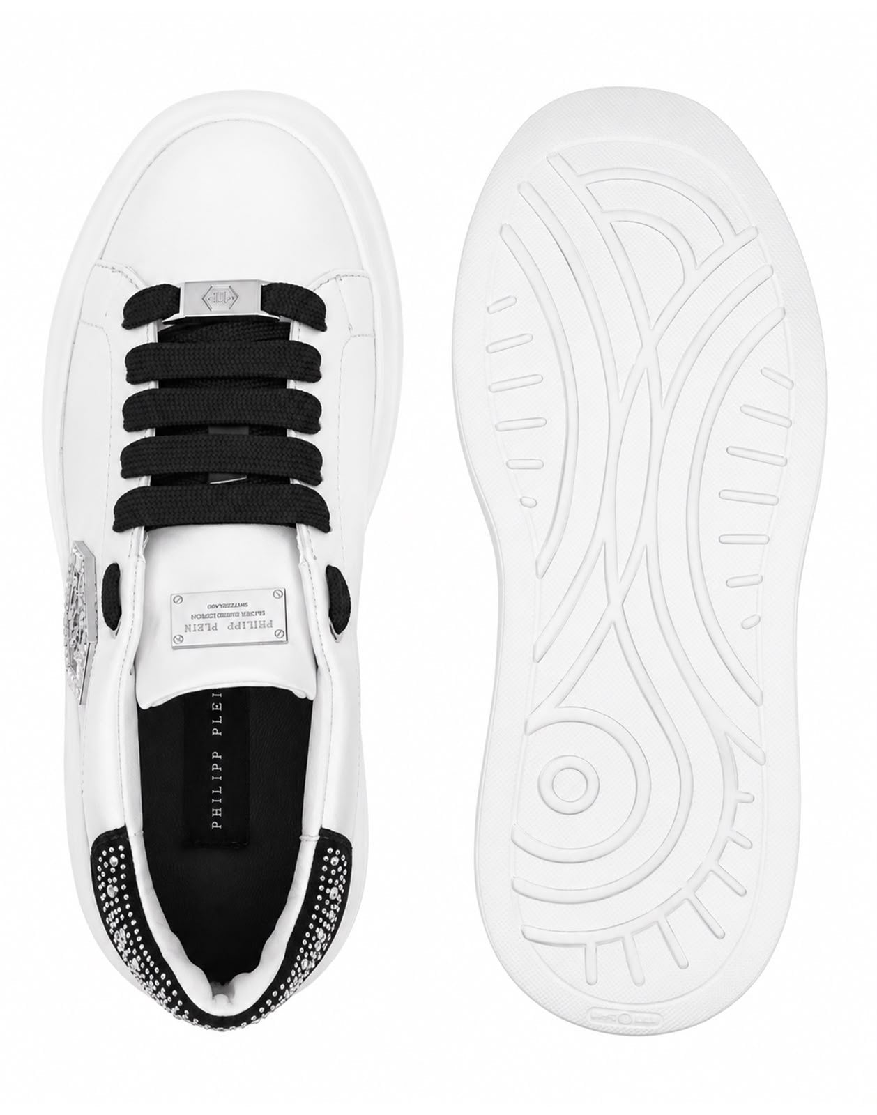 Scarpe Philipp Plein in pelle con logo e brillantini