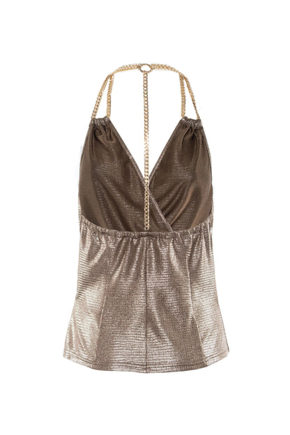 Top Nenette in lamè con catene donna