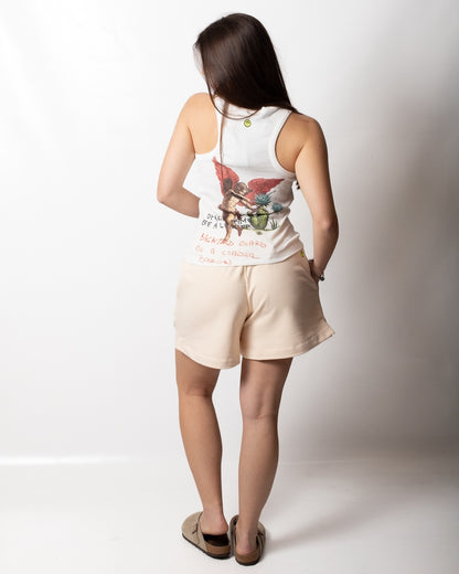 Top Barrow in costina con borchie e stampa donna