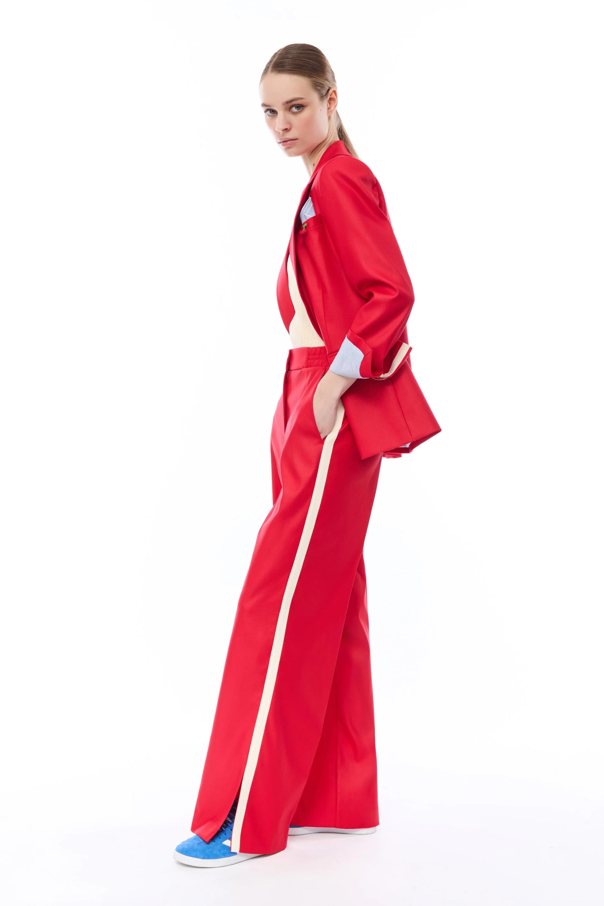 Pantalone Nenette straight con banda laterale donna