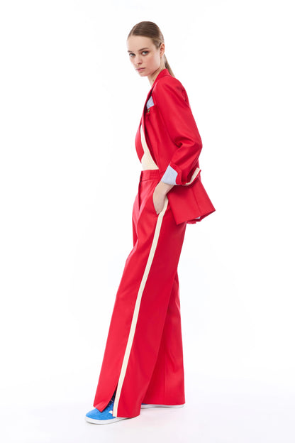 Pantalone Nenette straight con banda laterale donna