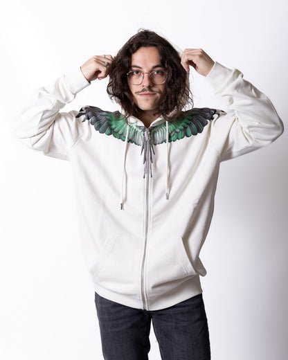 Felpa County of Milan full zip e cappuccio con iconic wings