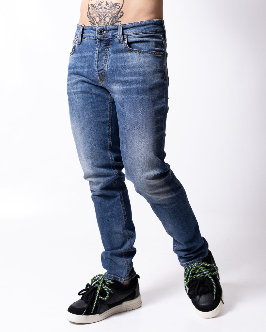 Jeans Daniele Alessandrini slim fit in cotone stretch cinque tasche