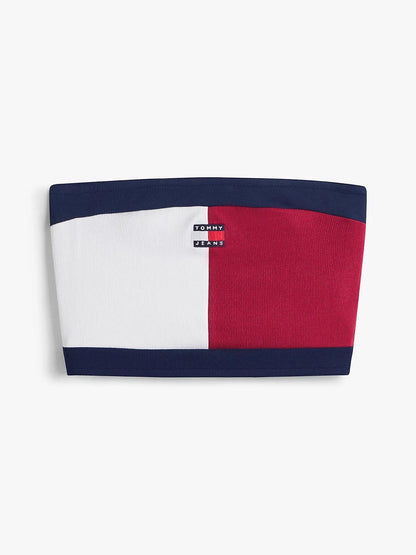 Top Tommy Jeans flag badge tube donna
