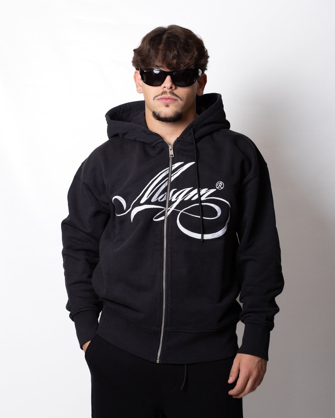Felpa MSGM fullzip con logo signature ricamato